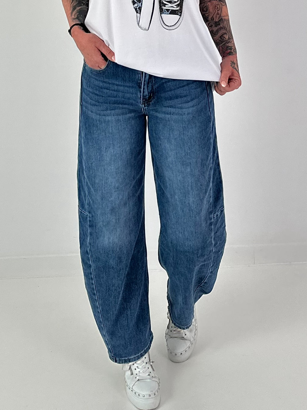 Wide Leg Jeans - dark blue