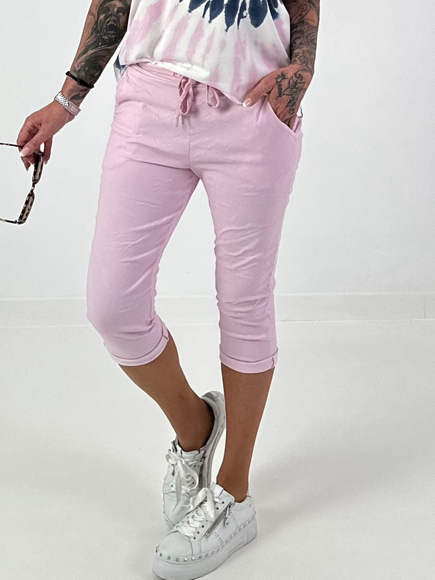 Capri Pants with Tie Waist - pink