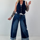 Denim vest with silver buttons