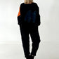 Trendy sweater with many details - black