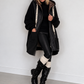 Oversized jacket in a mixed material design - black