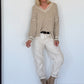 Kuscheliger Pullover mit V-Ausschnitt - beige-ecru