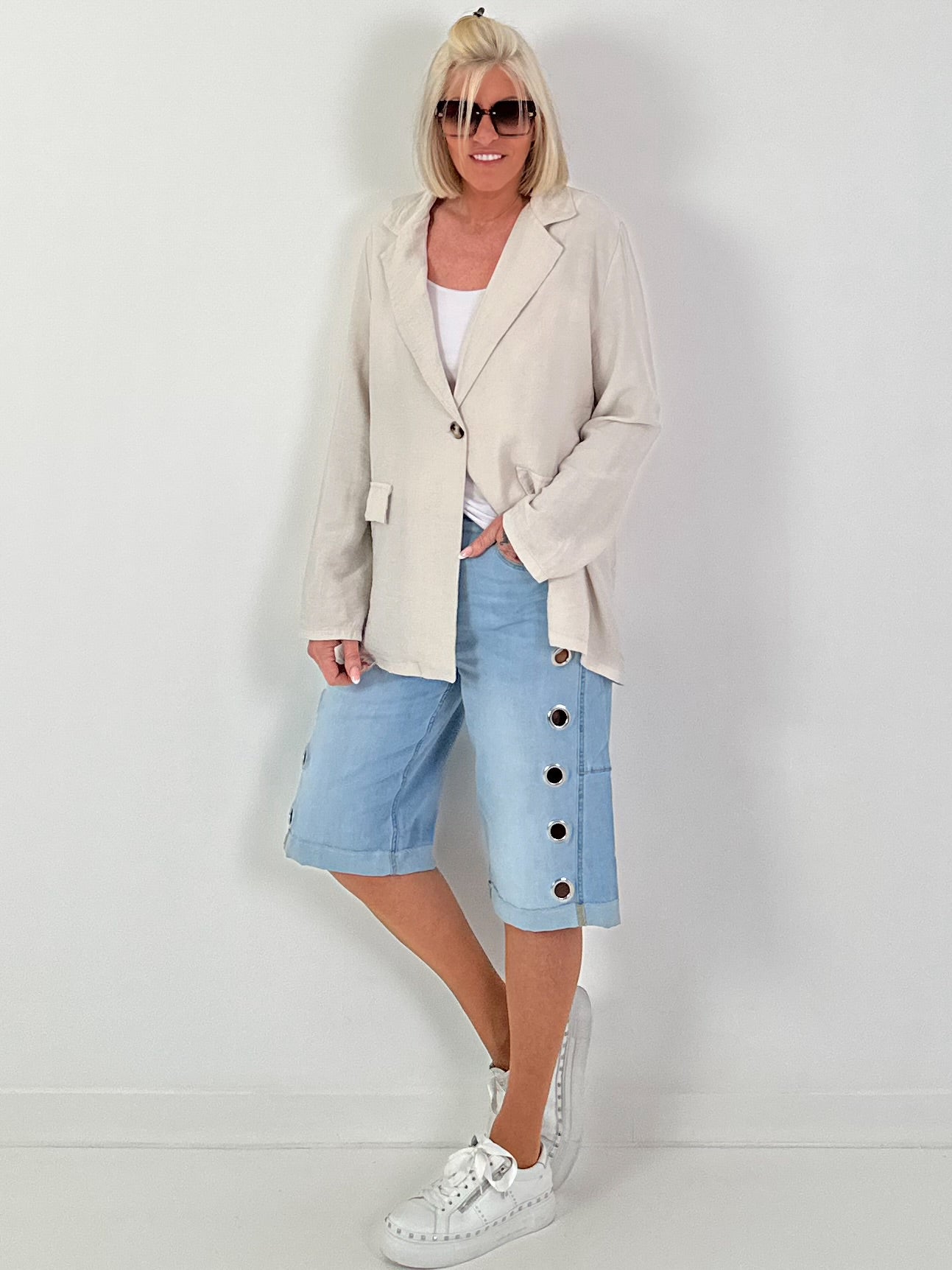 Leichter Blazer mit Patten - beige