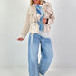 Distressed Denim Jacket - Beige