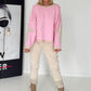 Oversized Sweater mit Strasskreuz - rosa-beige