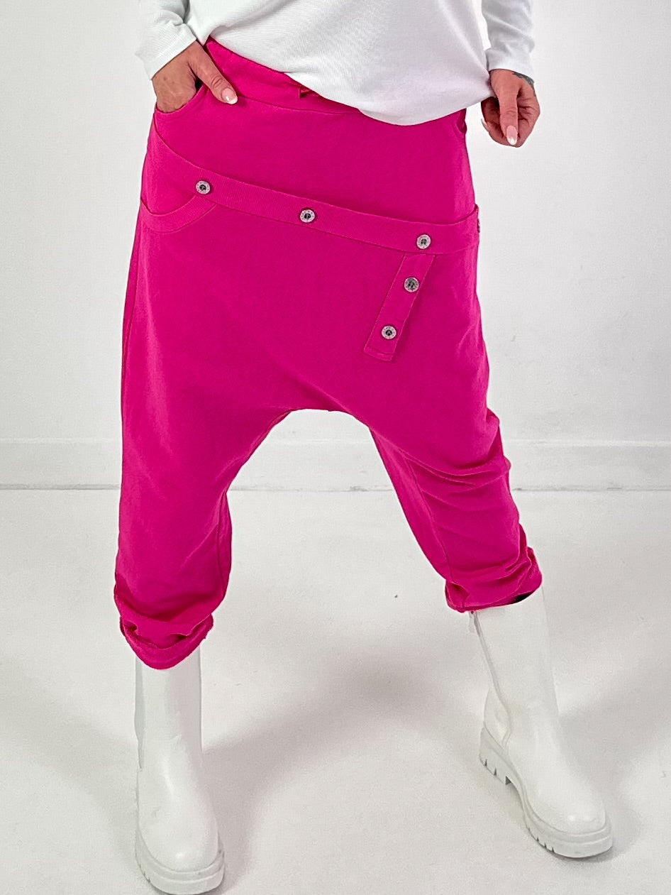 Baggy Hose Modell "Button-Belt" - pink