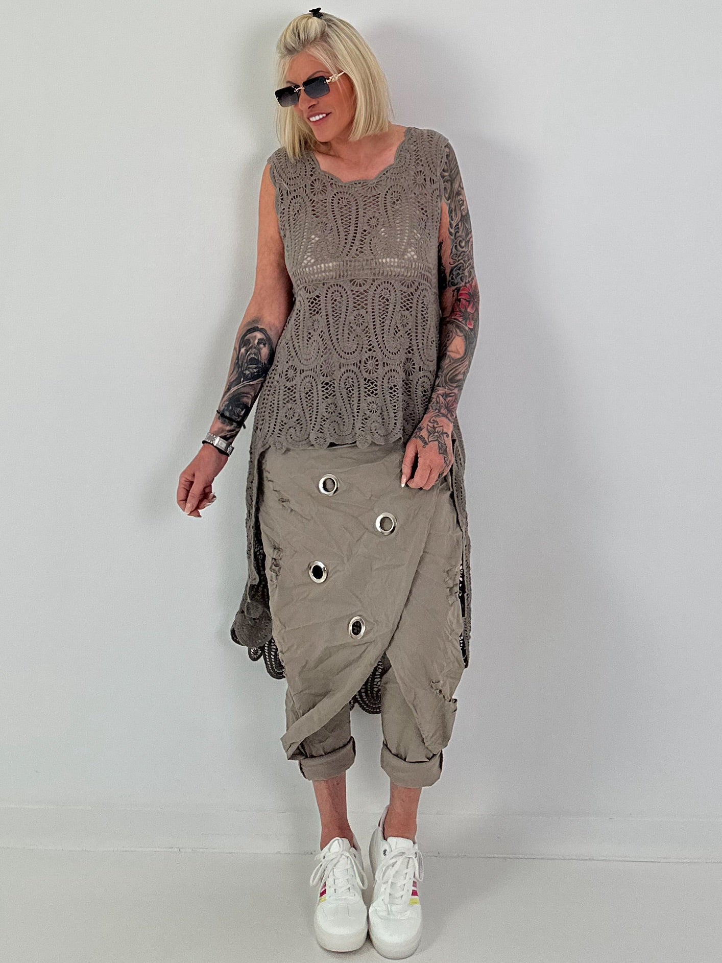 Stylische Hose im Knit-Look - taupe