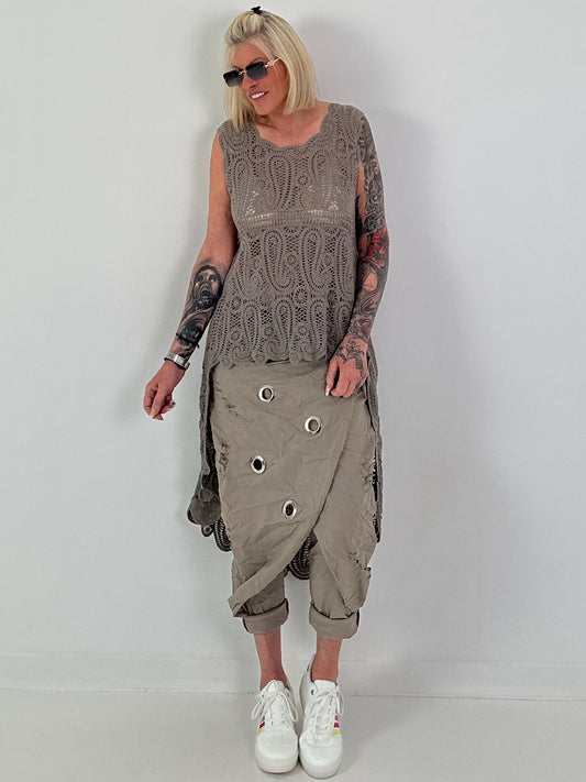 Ibiza Crochet Shirt - taupe