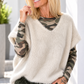 Fluffy cream turtleneck sweater