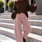 Weiche Ballon-Cordhose mit Gürtel - stone-washed-altrosa