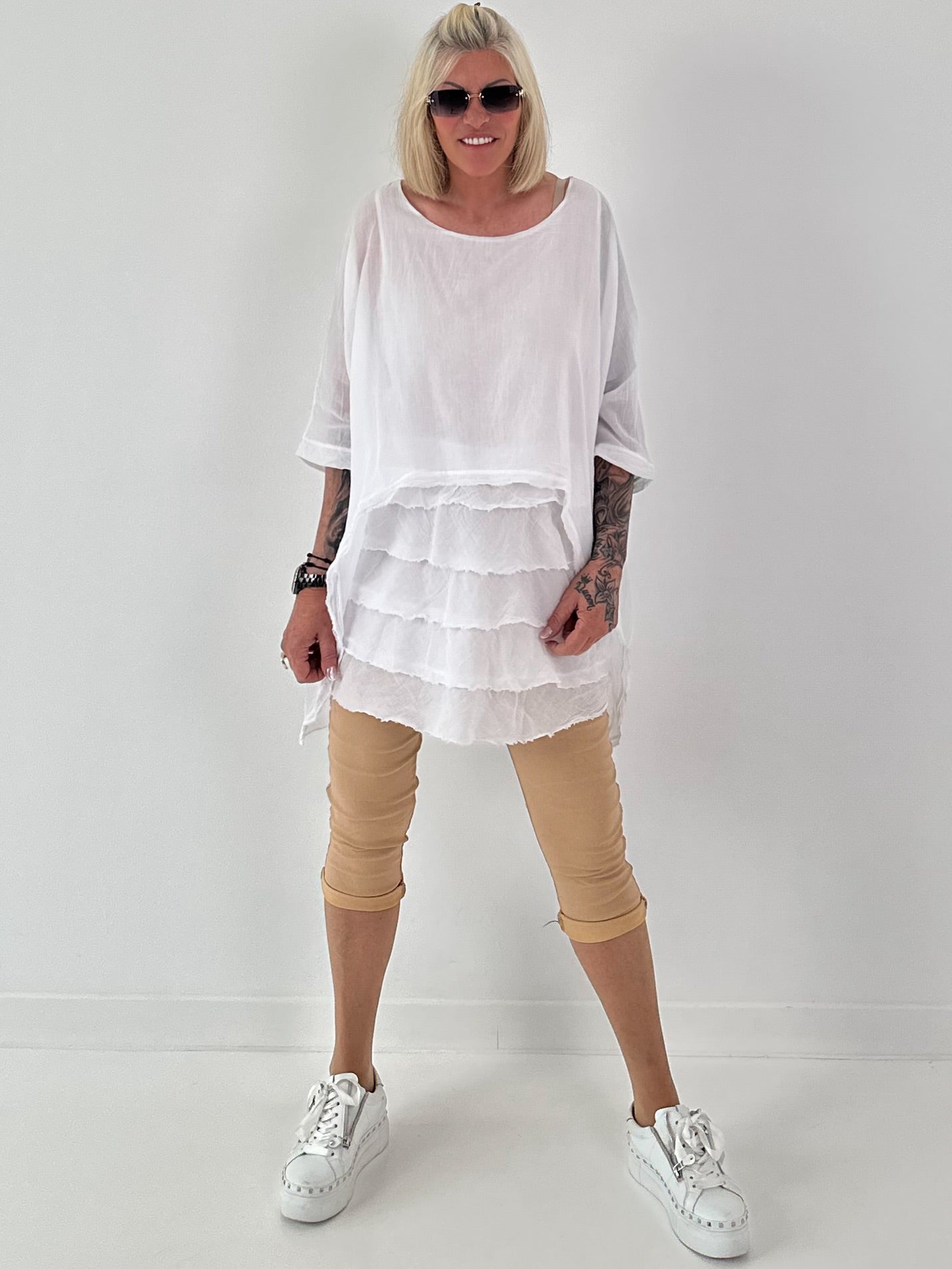 Capri Hose mit Bindeband - sand