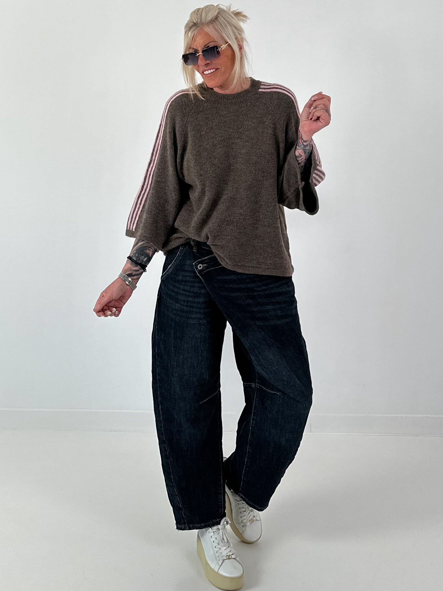 Pullover mit halbem Arm - taupe