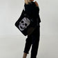 Stylish Canvas Bag with Genuine Leather Details Skull - black-silver-leopard mocha