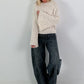 Weicher Pullover mit stylischen Trompetenärmeln - beige