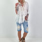 Boho tunic with embroidery and crochet details - white