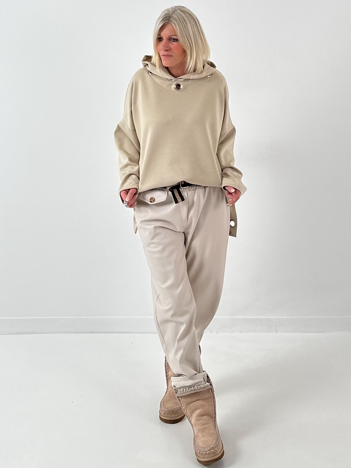 Hoodie model "Steel Hood" - beige