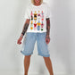 Sweat T-Shirt mit Print - weiss