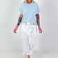 T-shirt met capuchon en strepenpatroon - lichtblauw-wit