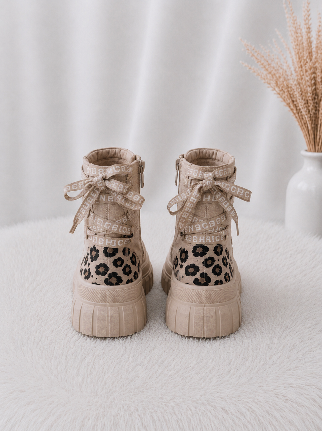 High Sneaker in Wildleder-Optik  - beige-leo
