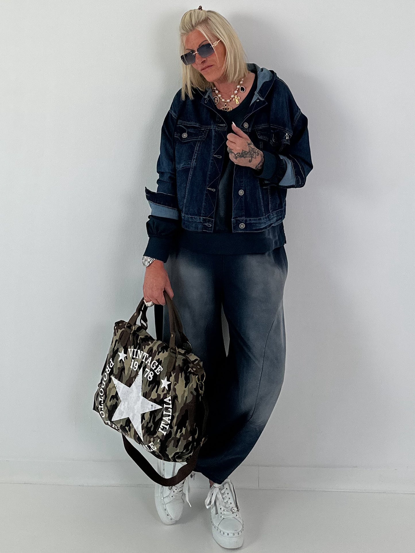 Lässiges Sweatshirt im Used-Look - marine