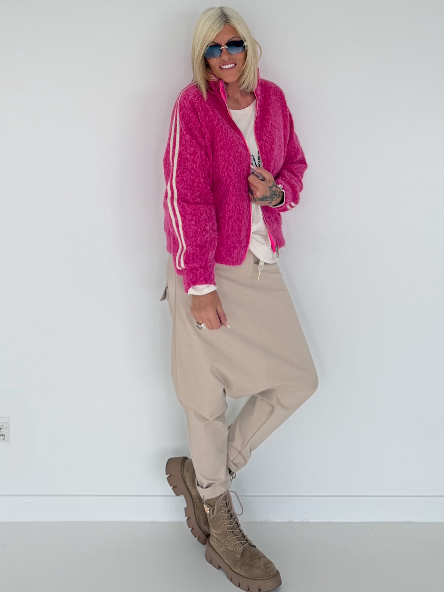 Jacke mit Streifen-Details - pink ( lieferbar ab ca. 01.09.26)