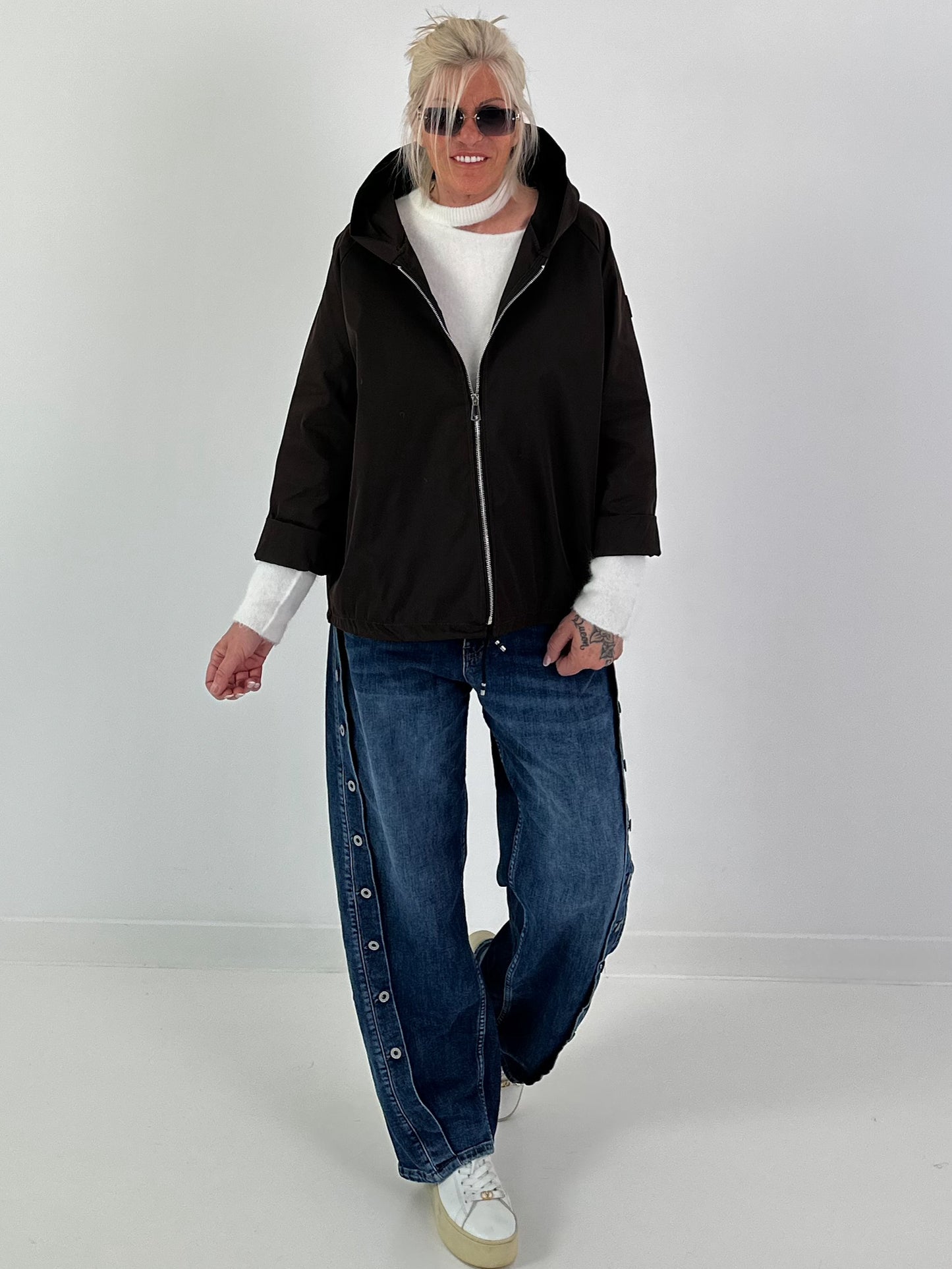 Lightweight hooded jacket - mocha