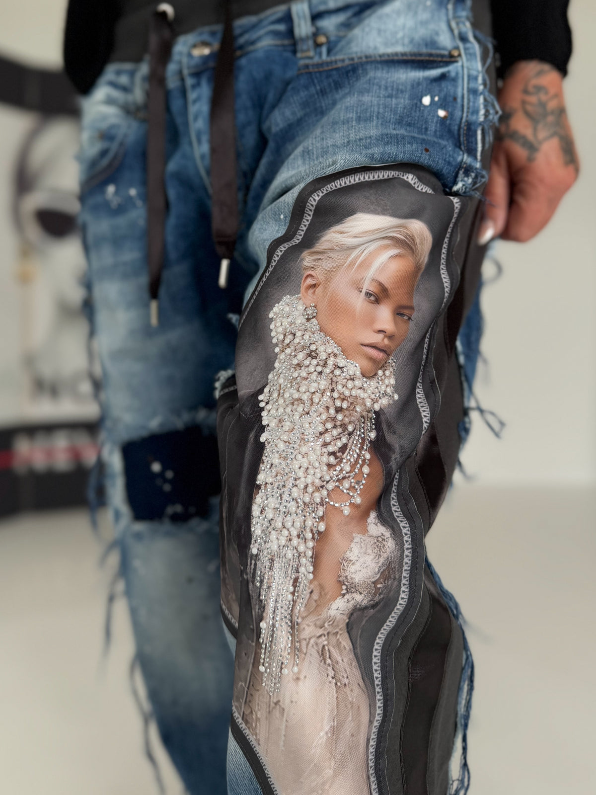 Jogg-Jeans im Used Look Woman & Pearl - denim-Schwarz