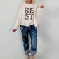Oversized Sweatshirt mit aufwendigen Details - beige