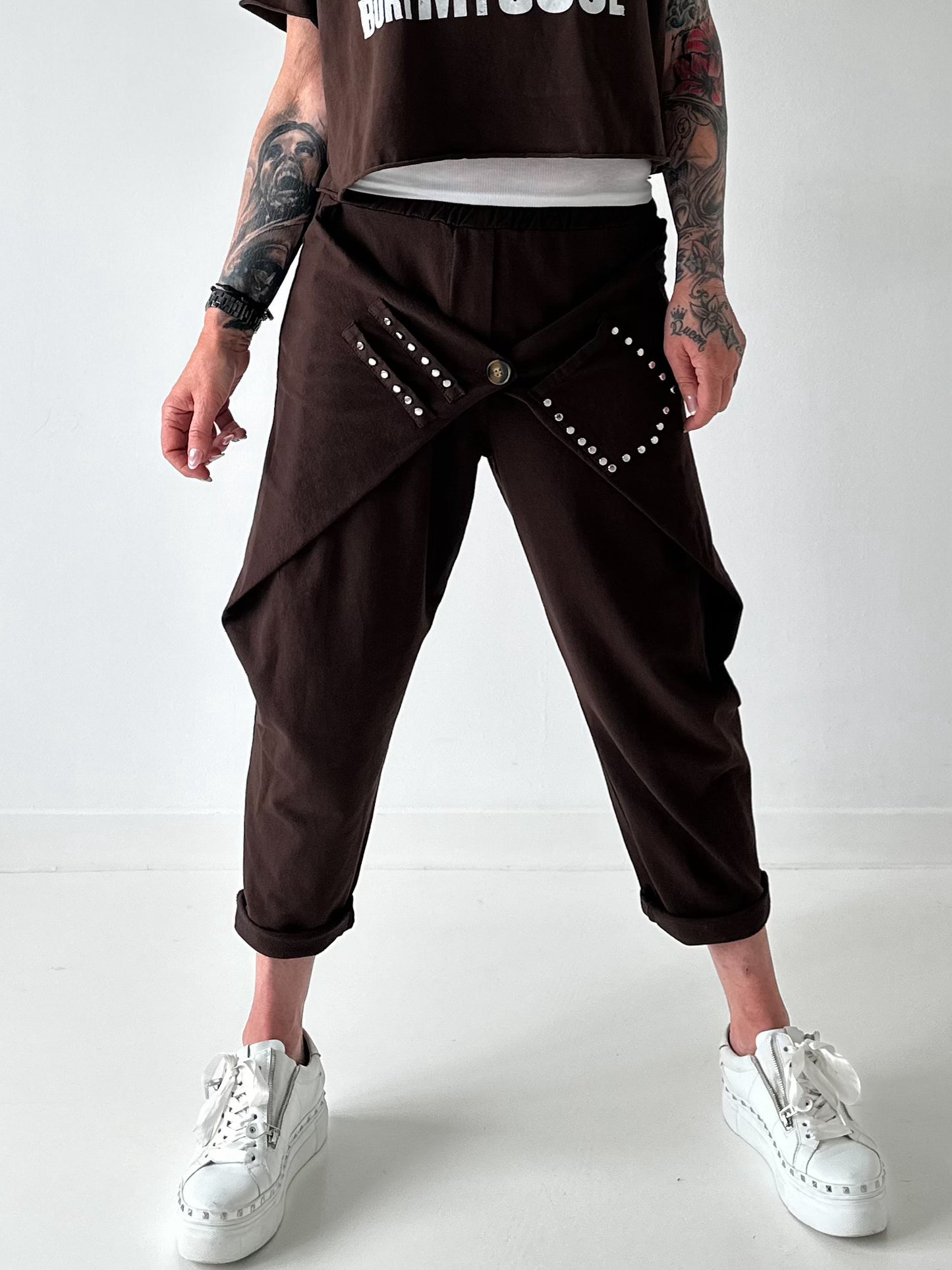 Sweatshirt Hose mit lässigen Details - schoko