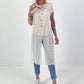 Mesh shirt with overlapping perforated pattern - beige