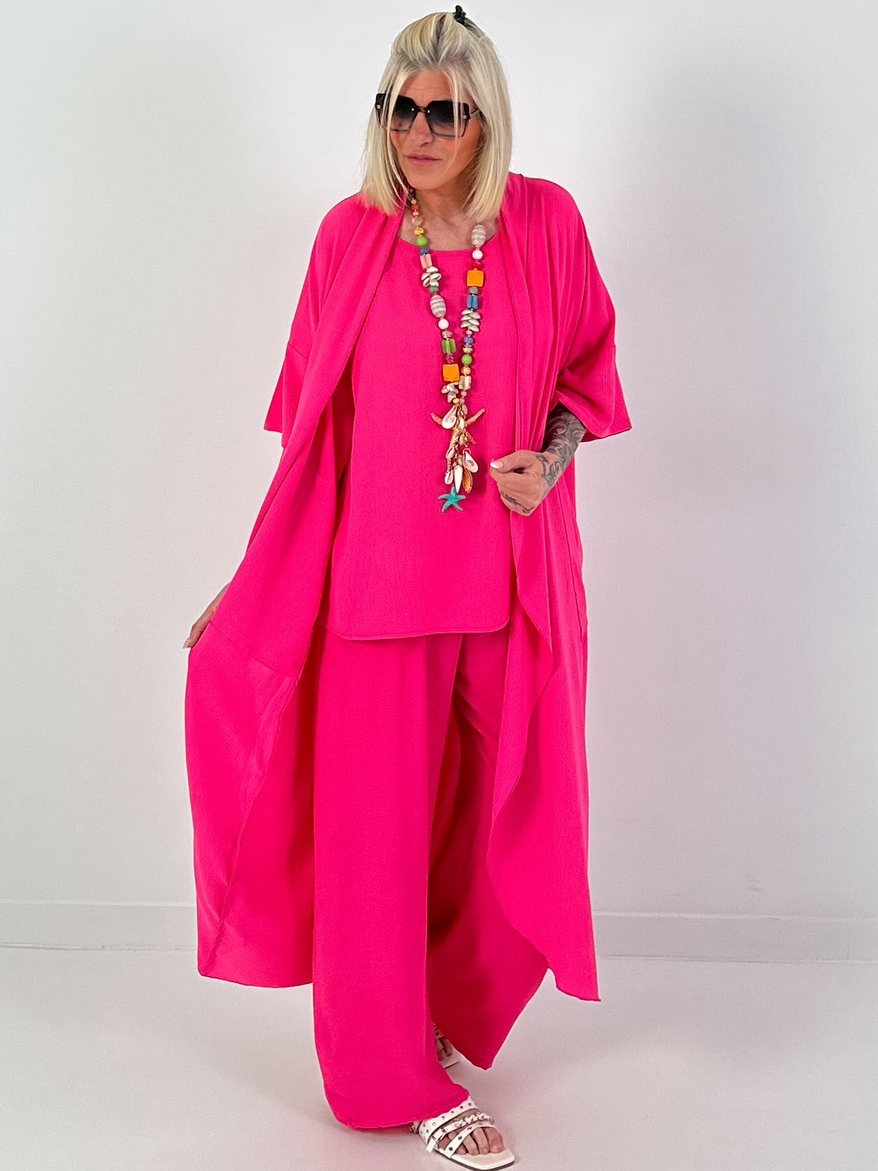 Leichter Long Mantel - pink