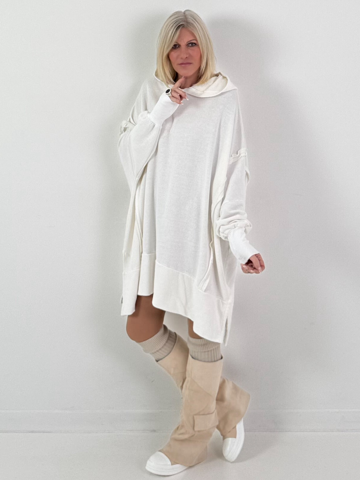 Oversized hoodie model "Rockwave" - ​​​​wit