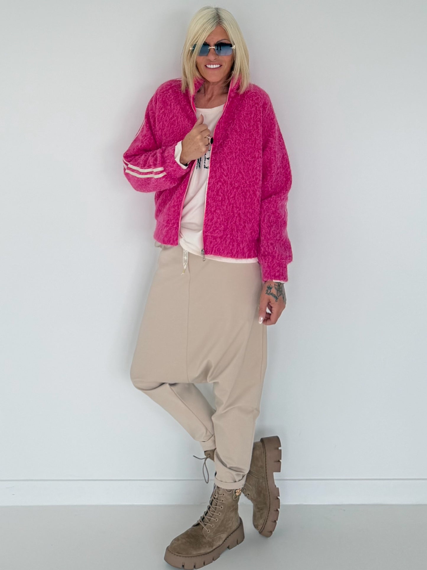 Jacke mit Streifen-Details - pink ( lieferbar ab ca. 01.09.26)