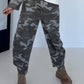 Sweatpants with camouflage print - taupe-multicoloured