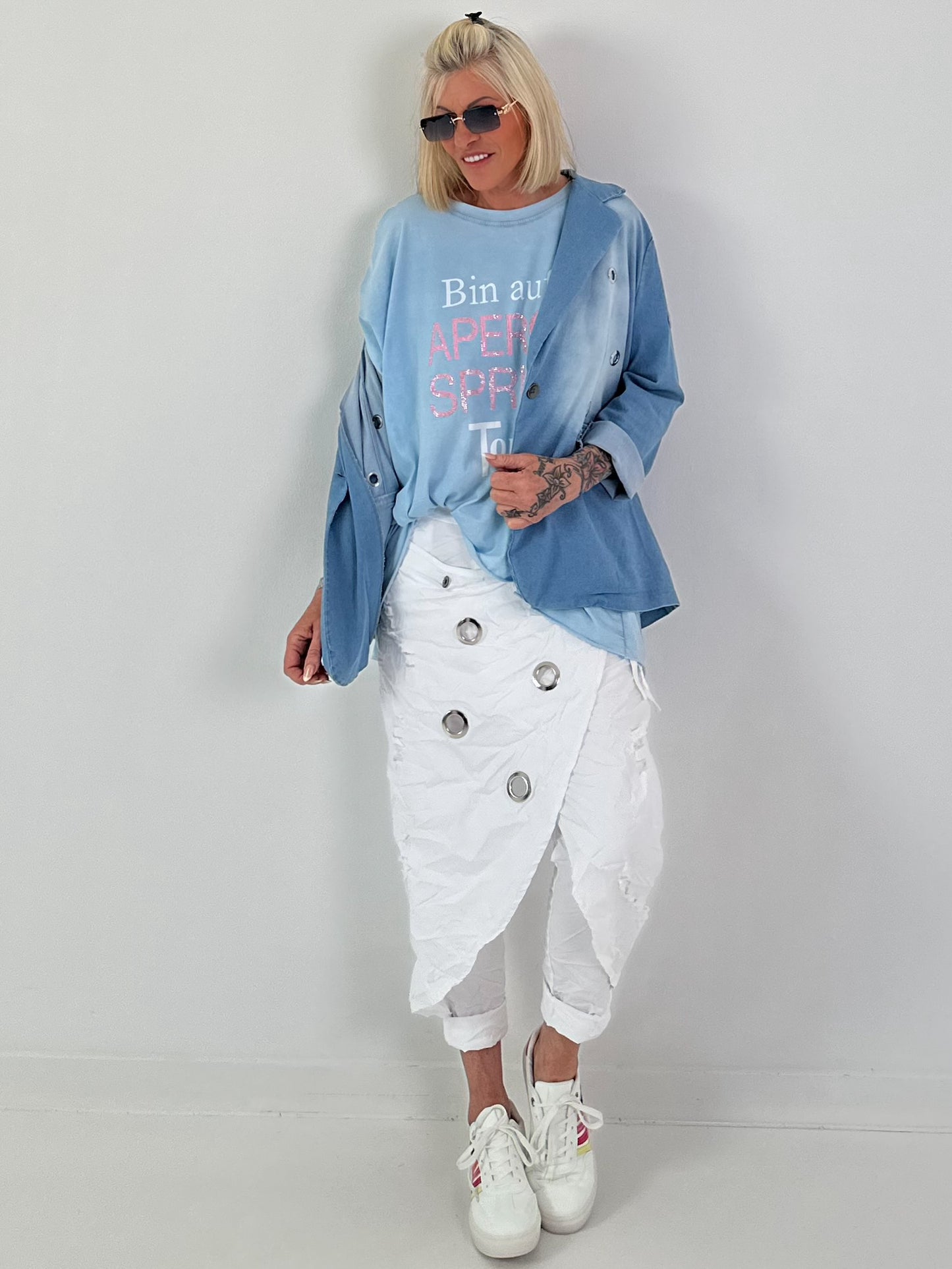 Jeans Blazer mit Ösendetails