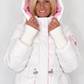Winter jacket with cuffs and hood - white-pink