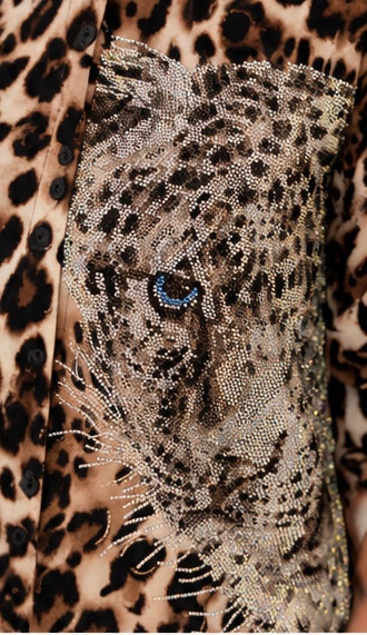 Bluse im Allover Leo-Look mit Strass-Leopard - beige-mokka-mehrfarbig