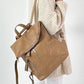 Leather-look backpack, model "City Fold" - taupe