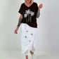 T-Shirt mit Glitzerpalmen - schoko