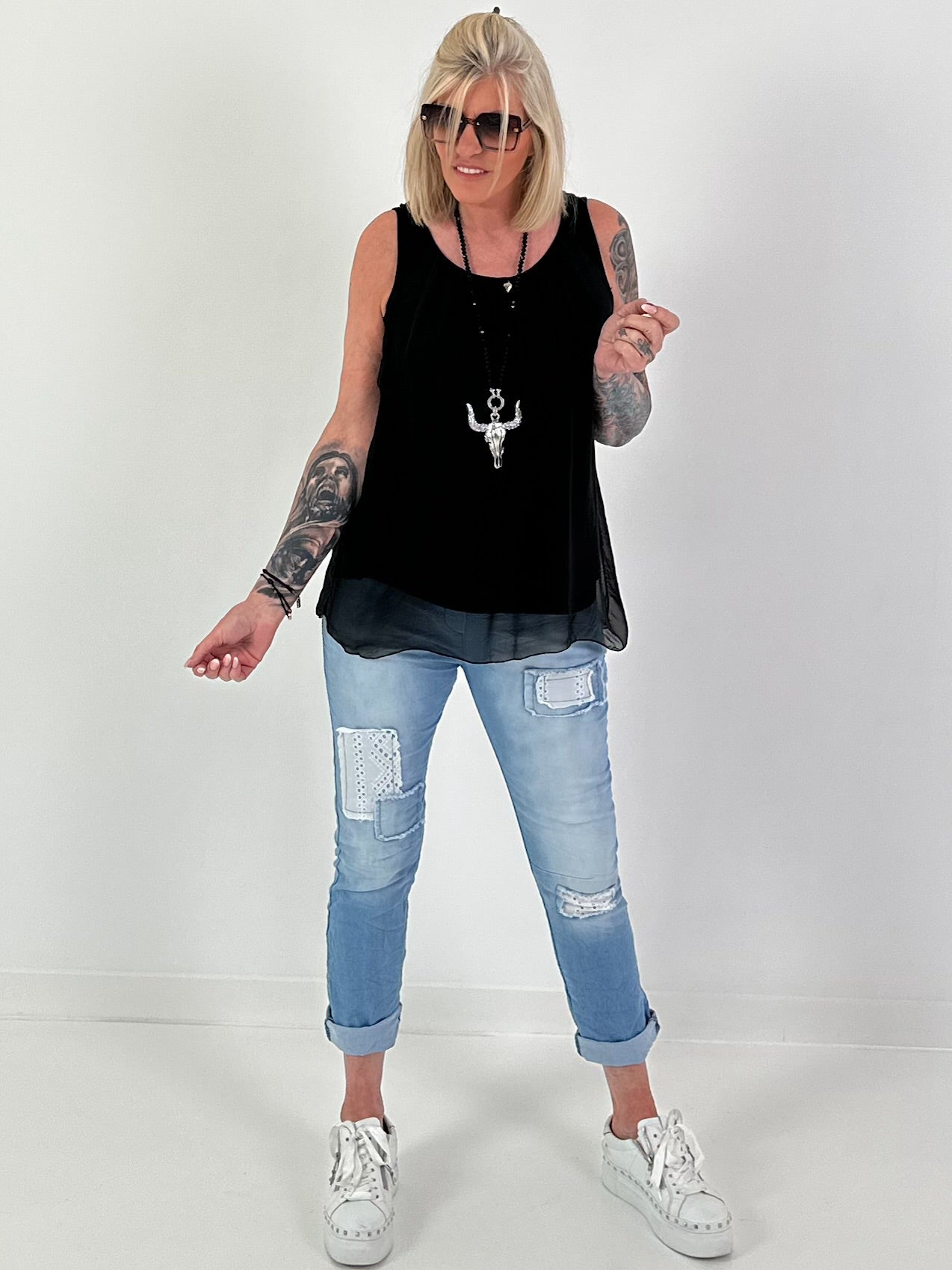 Silk top - black