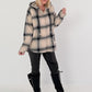 Plaid hooded overshirt - beige-black-multicoloured