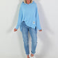 Feinstrick Hoodie - hellblau