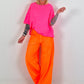 Short-sleeved sweater - neon pink