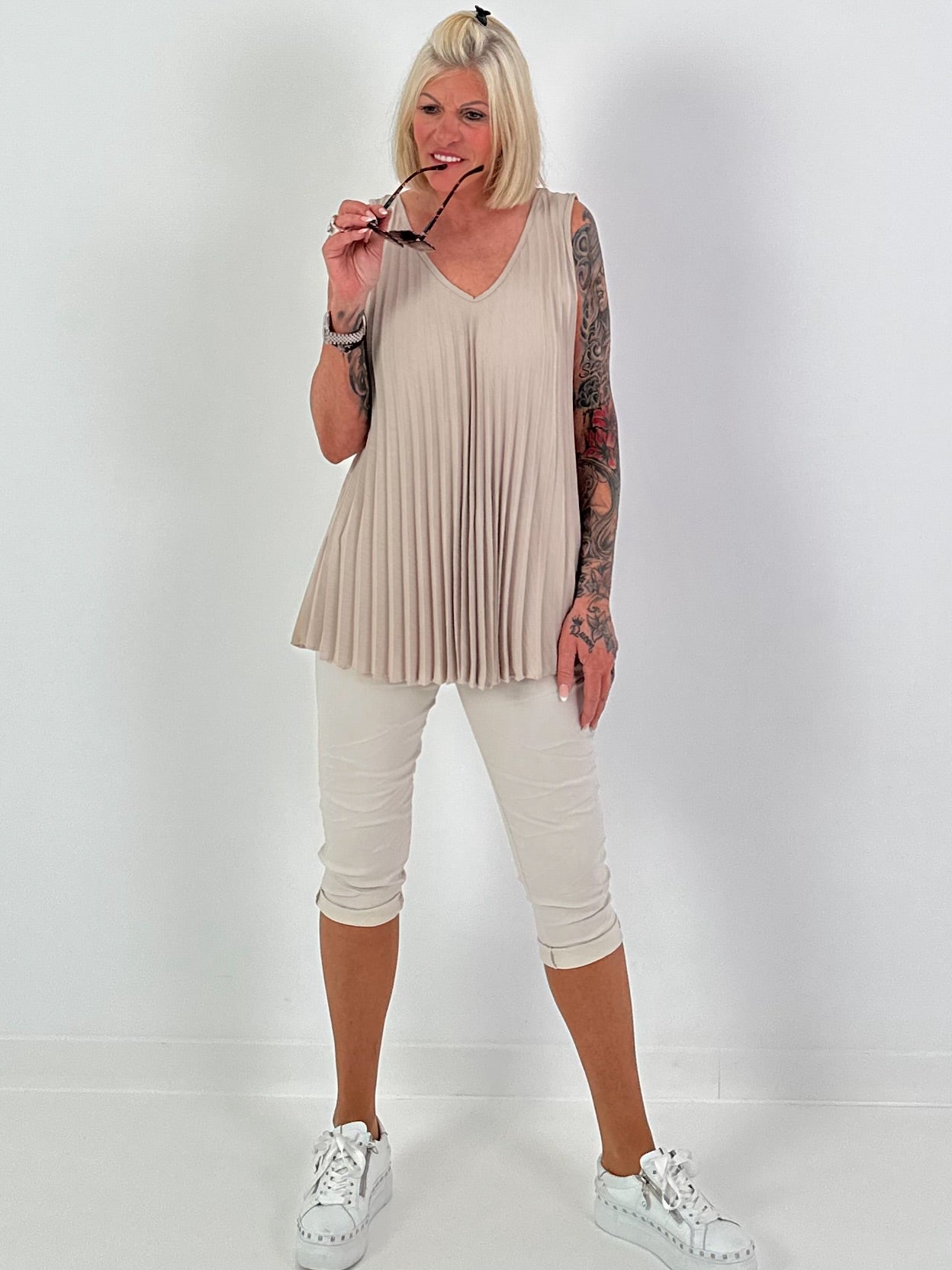 Pleated Top - Beige