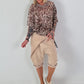 Pailletten Shirt mit Allover Leo Muster - beige-mehrfarbig