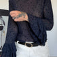 Mesh Shirt mit Punkten und Volantärmeln - marine