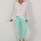 Structured tunic with tie belt and flounce sleeves - white
