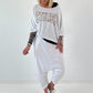 Poncho Shirt mit Schriftzug - weiss