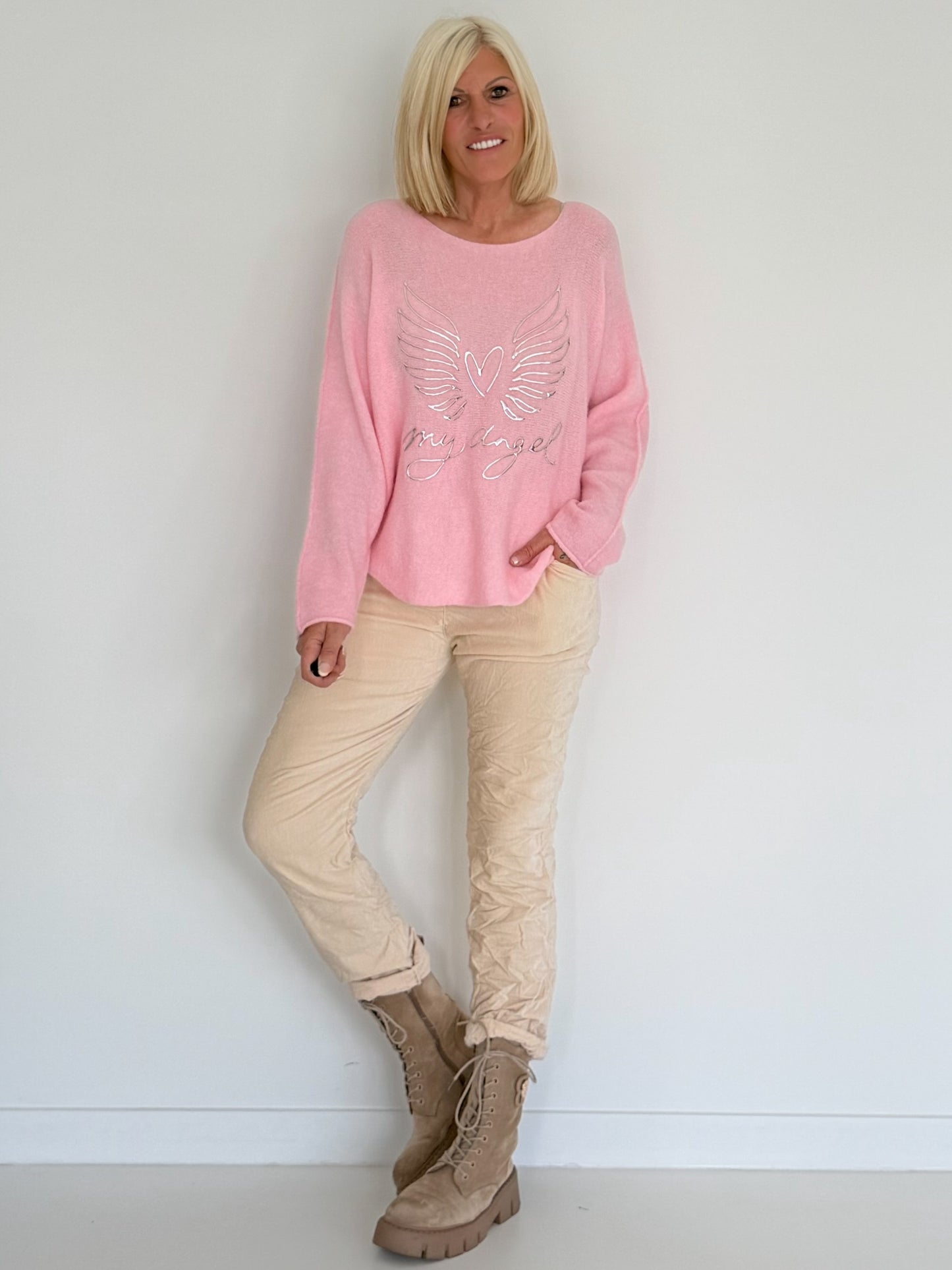 Weicher Pullover My Angel - rosa