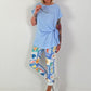 Blouse Shirt with Side Tie Knot - Light Blue